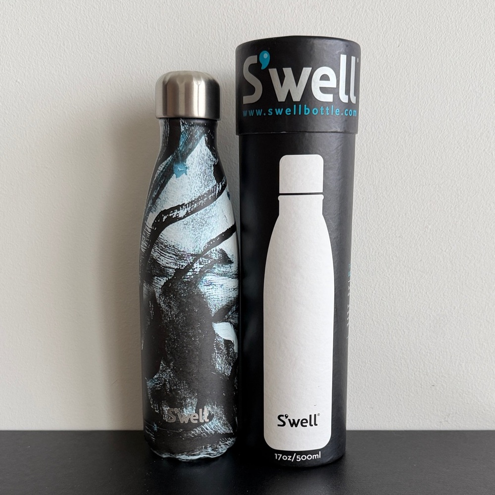 S'well Abstract Black and Silver Bottle